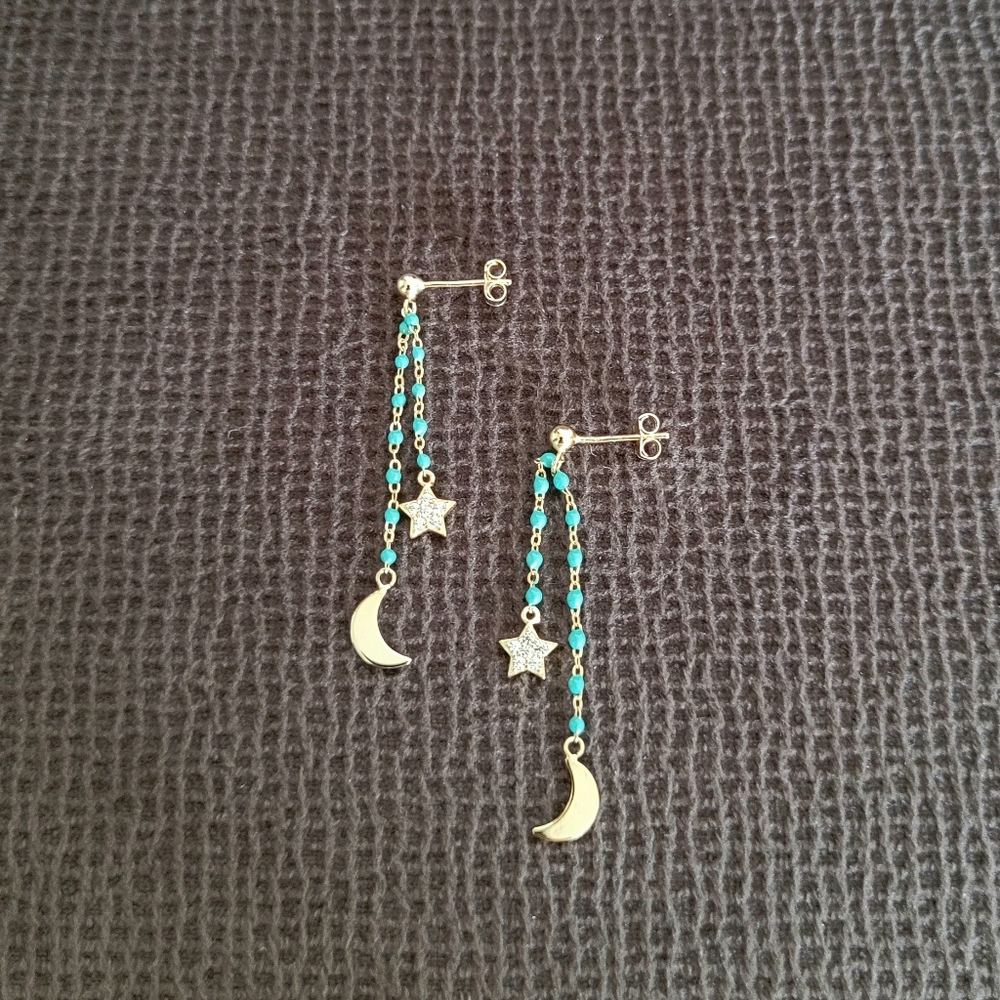 Elements Dangling Moon🌙 and Star⭐ Earrings - Picture 3 of 16